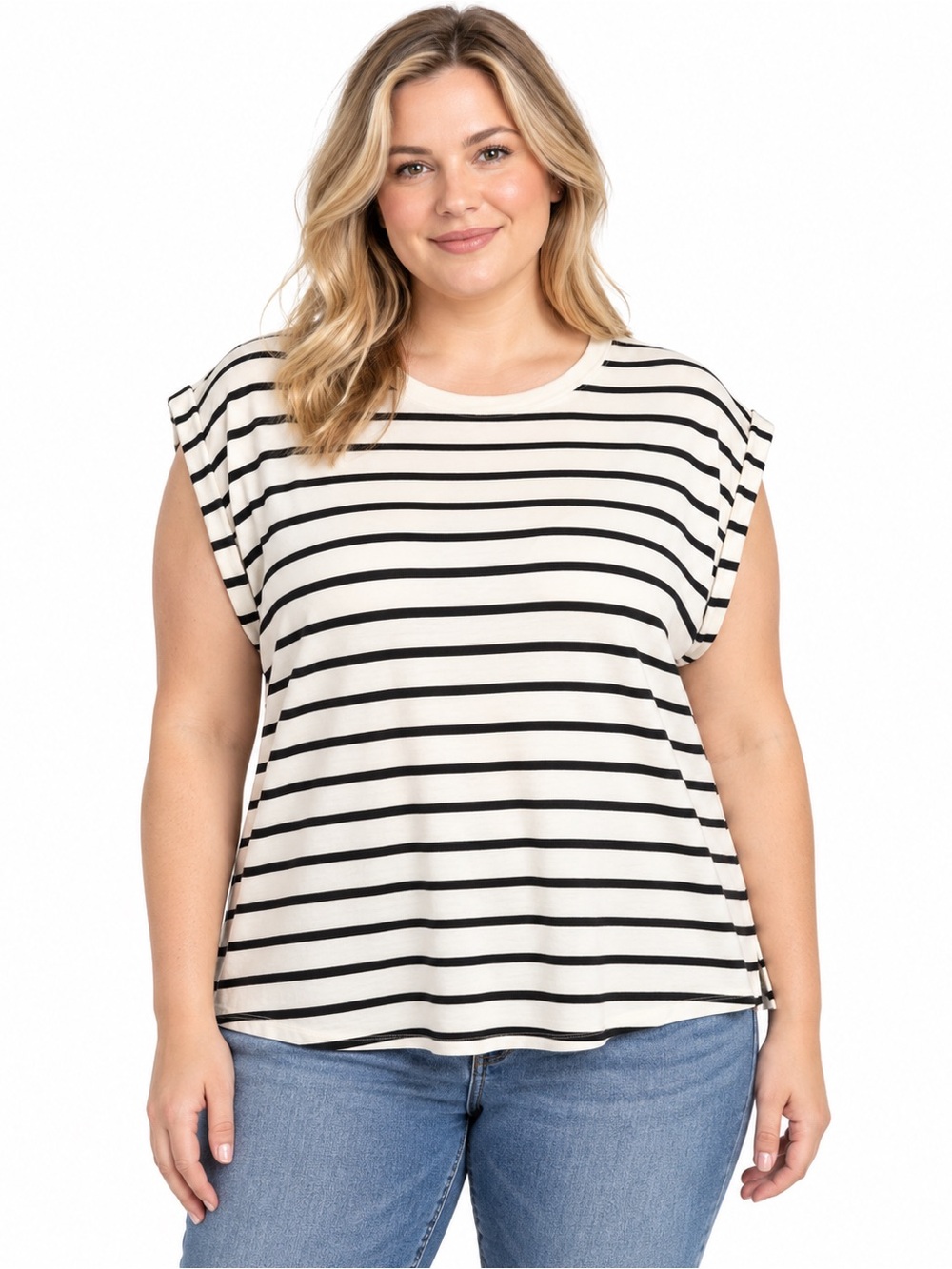Ava & Viv Black & White Striped Top – Women’s XXL